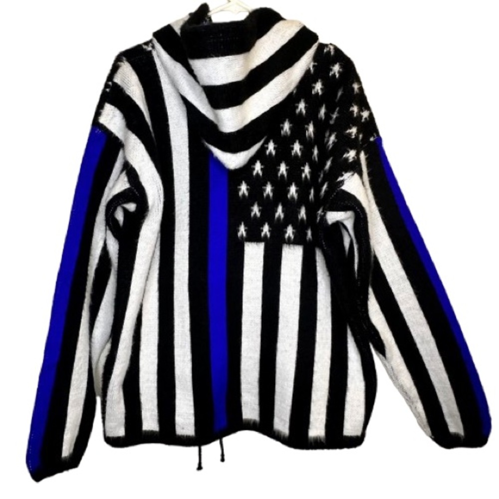 TEJIDOS RUMINAHUI Women Multicolor Handmade Zip up 100% Wool Hoodie Sweater Sz L
